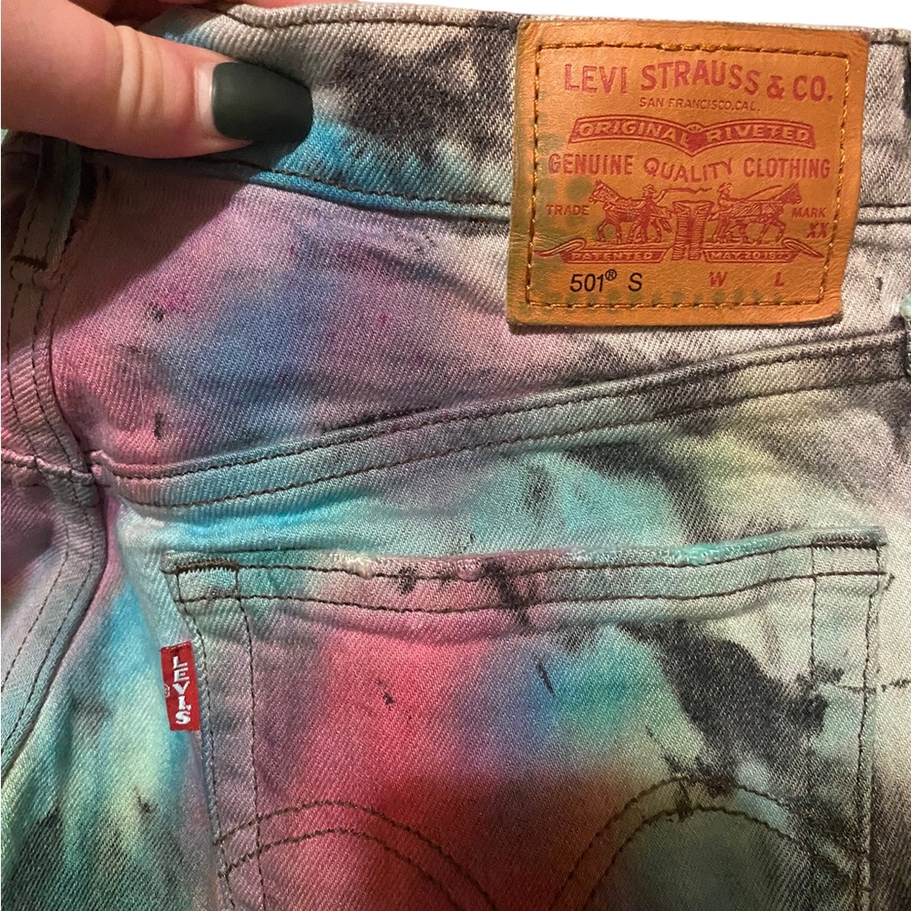 501 Big E Levi’s Button Fly Tie Dyed Skinny Jeans 27x28